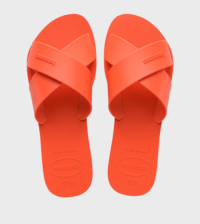 Aqua Criss-Cross Slide Sandals