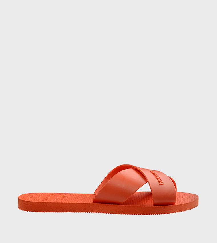 Aqua Criss-Cross Slide Sandals