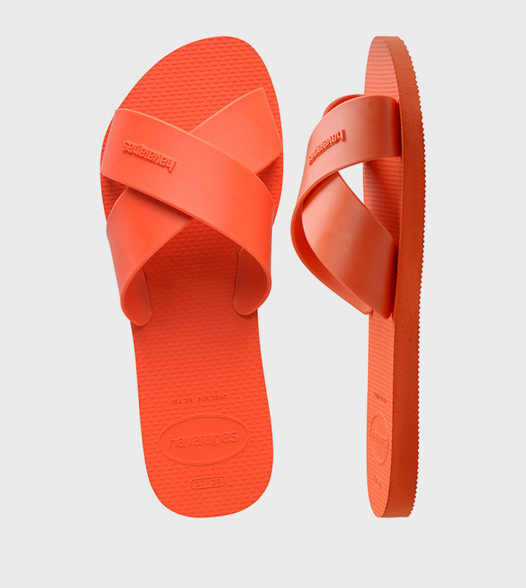Aqua Criss-Cross Slide Sandals