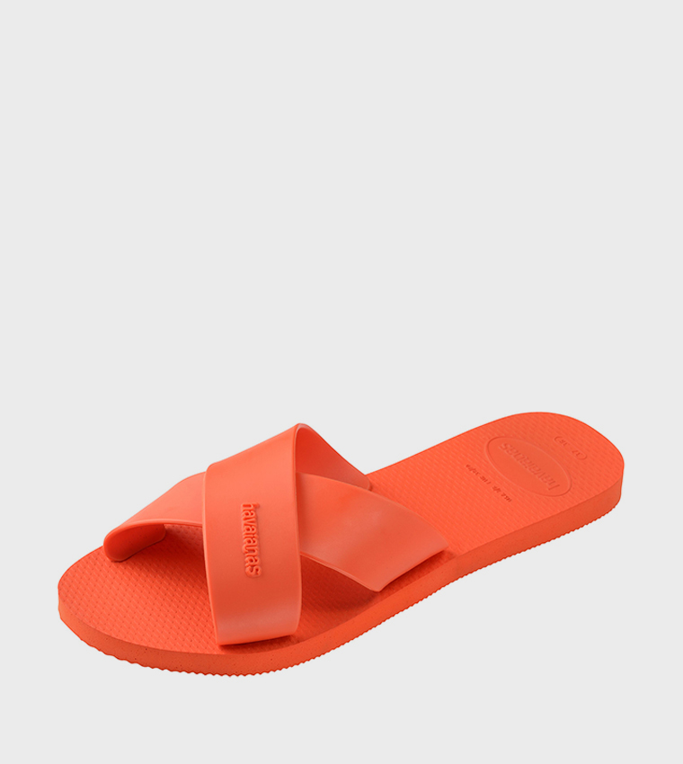 Aqua Criss-Cross Slide Sandals