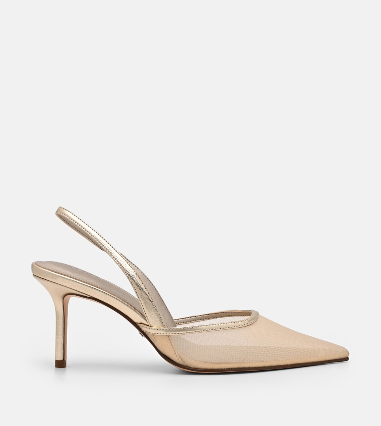Mesh Slingback Heel Pumps