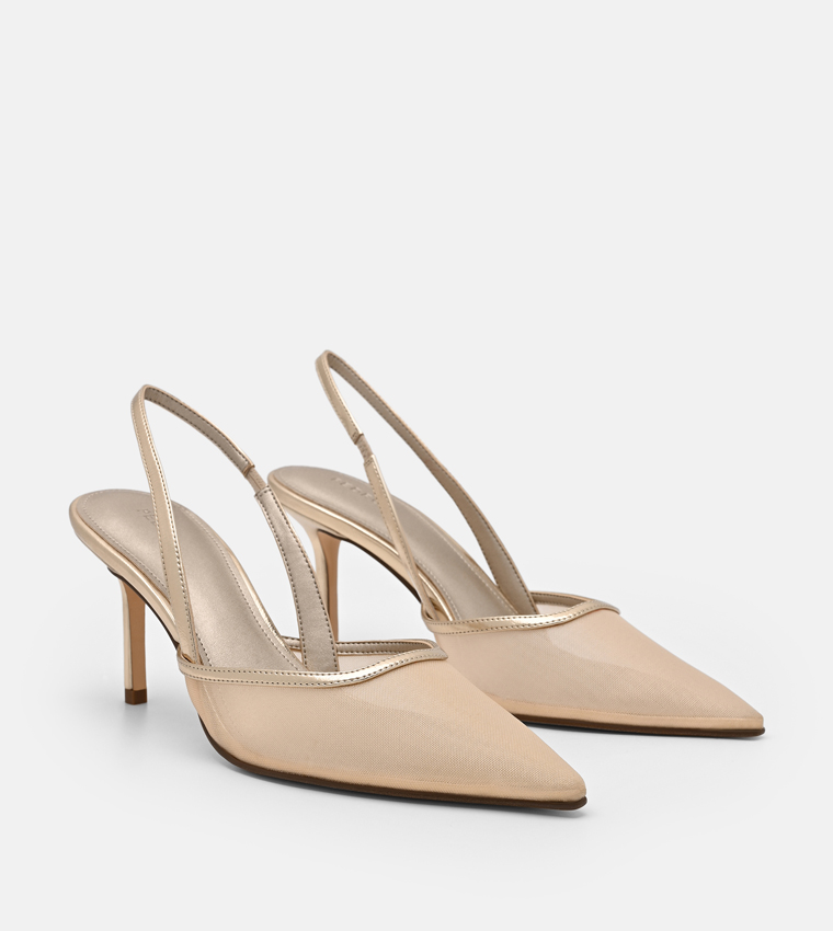 Mesh Slingback Heel Pumps