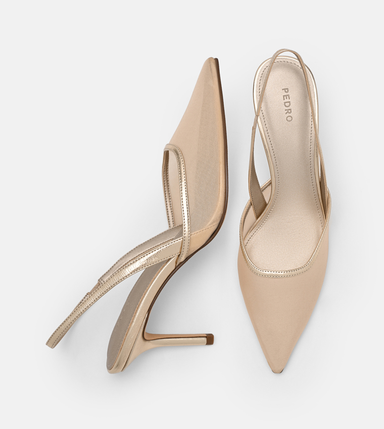 Mesh Slingback Heel Pumps