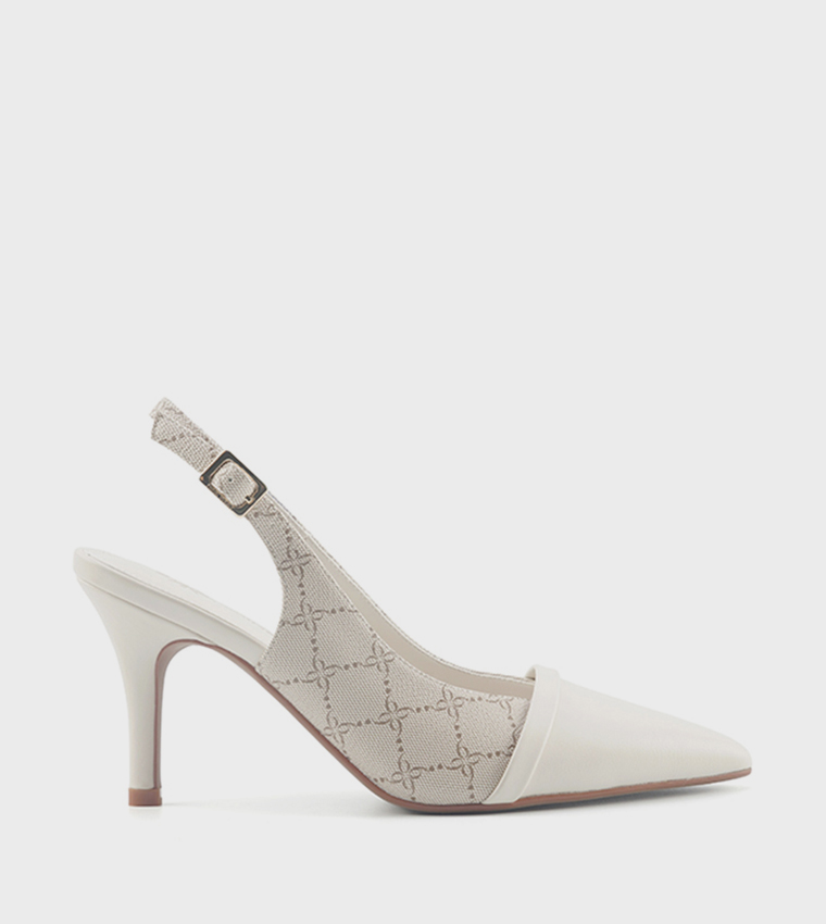 RAEN Logo Patterned Slingback Pumps