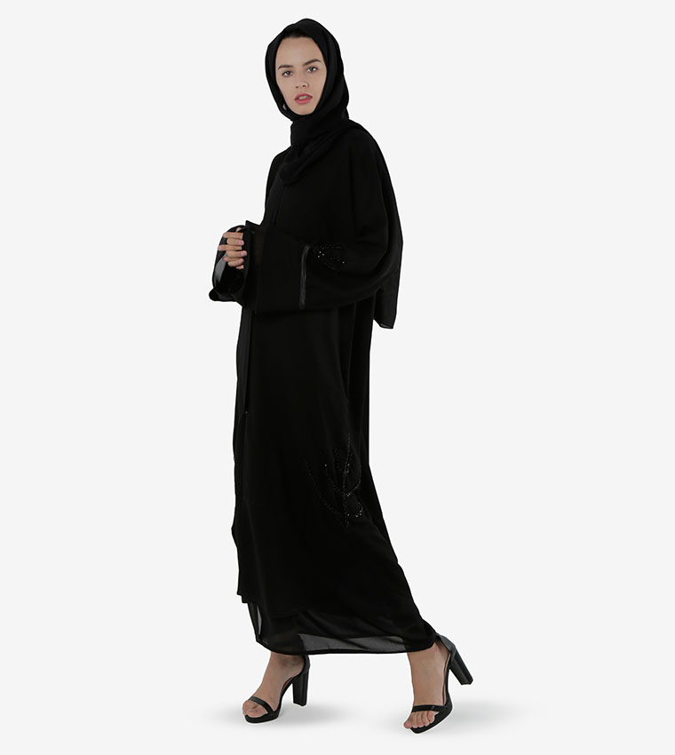 Open Front V-Neck Abaya