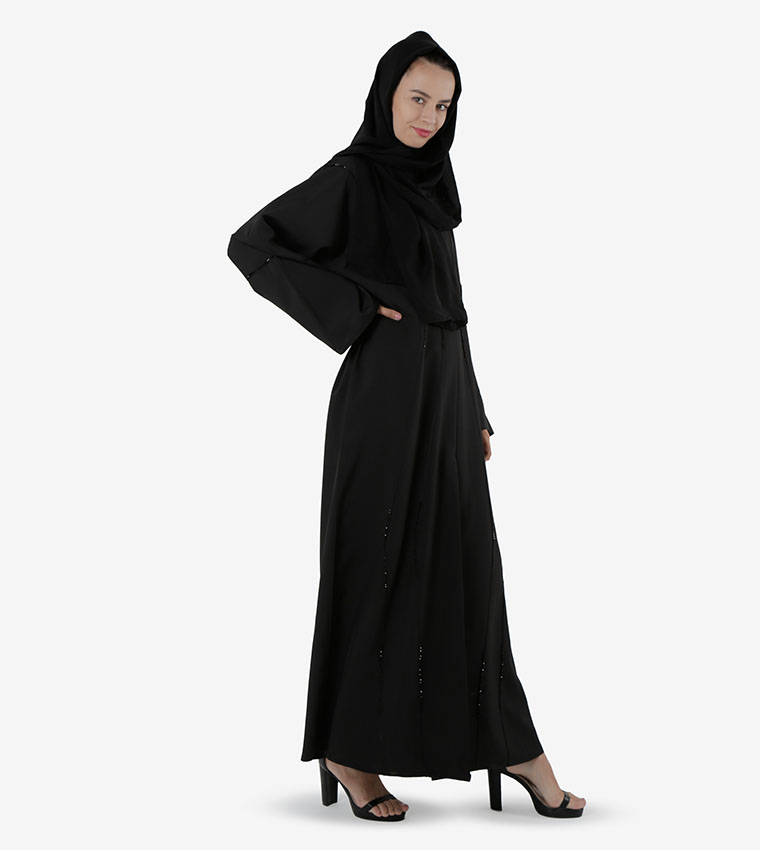 Long Sleeves Open Front V-Neck Abaya