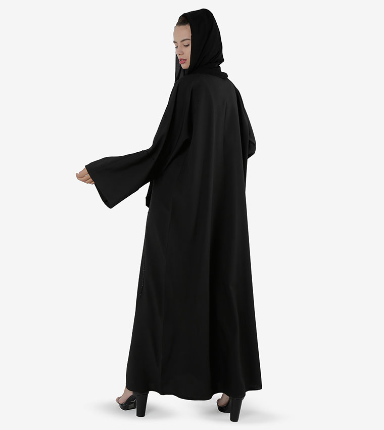 Long Sleeves Open Front V-Neck Abaya