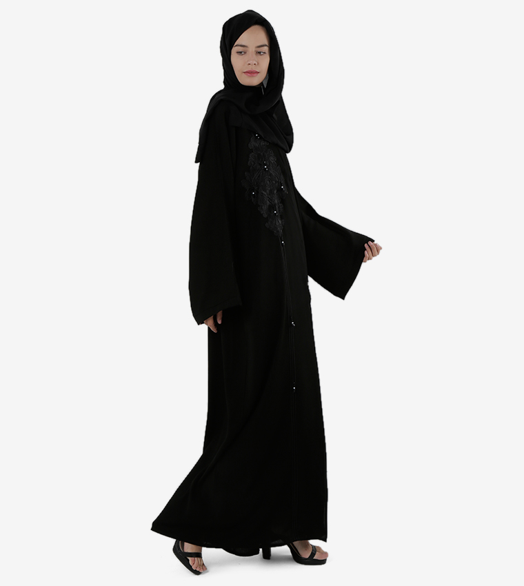 Embroidered Front Open Long Sleeves Abaya