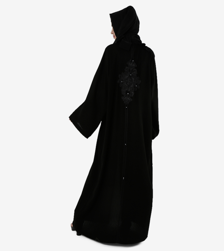 Embroidered Front Open Long Sleeves Abaya