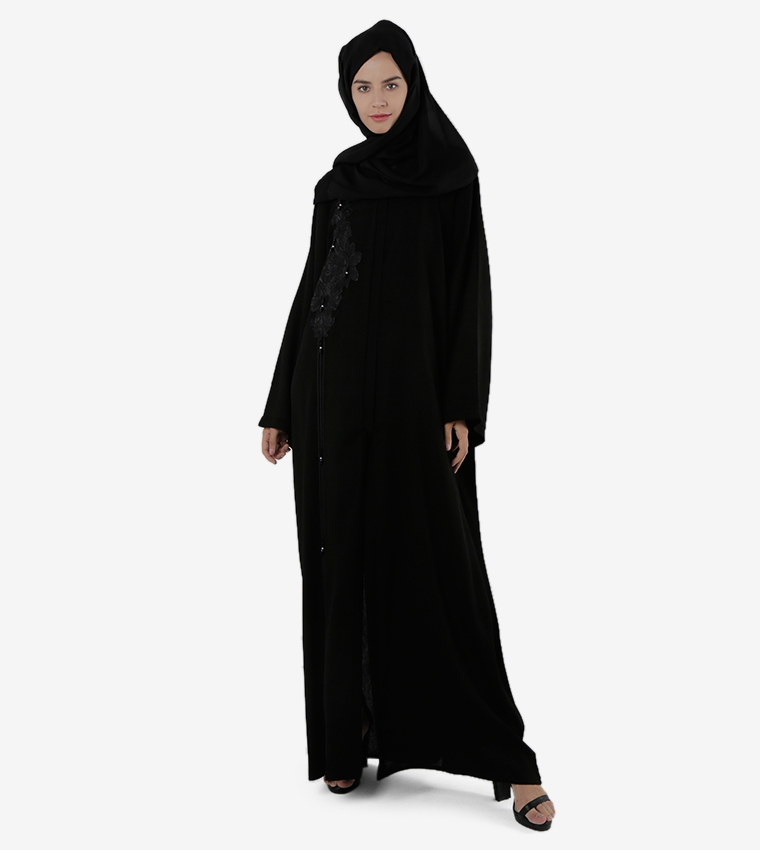 Embroidered Front Open Long Sleeves Abaya