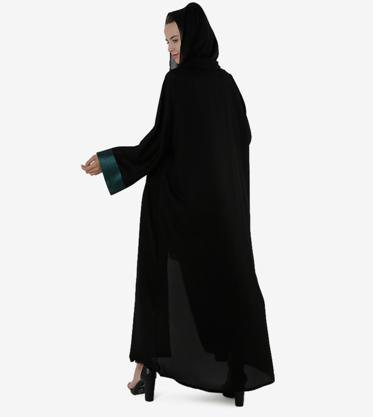 Long Sleeves Open Front V-Neck Abaya