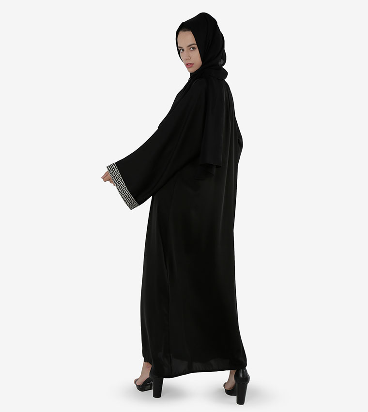 عباية كاجوال بتصميم طويل وواسع - أسود