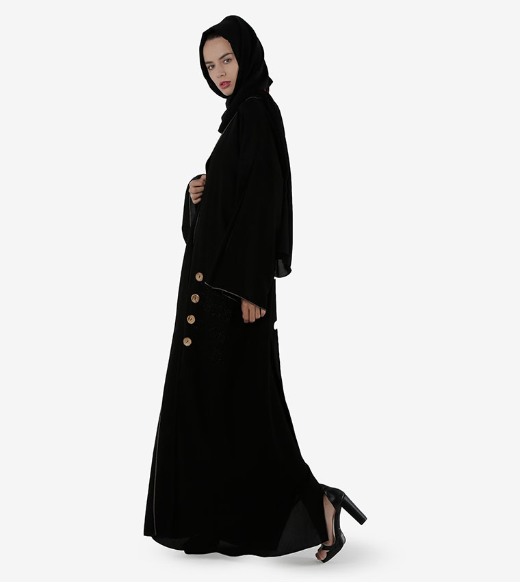 Button Detail Long Sleeves Abaya