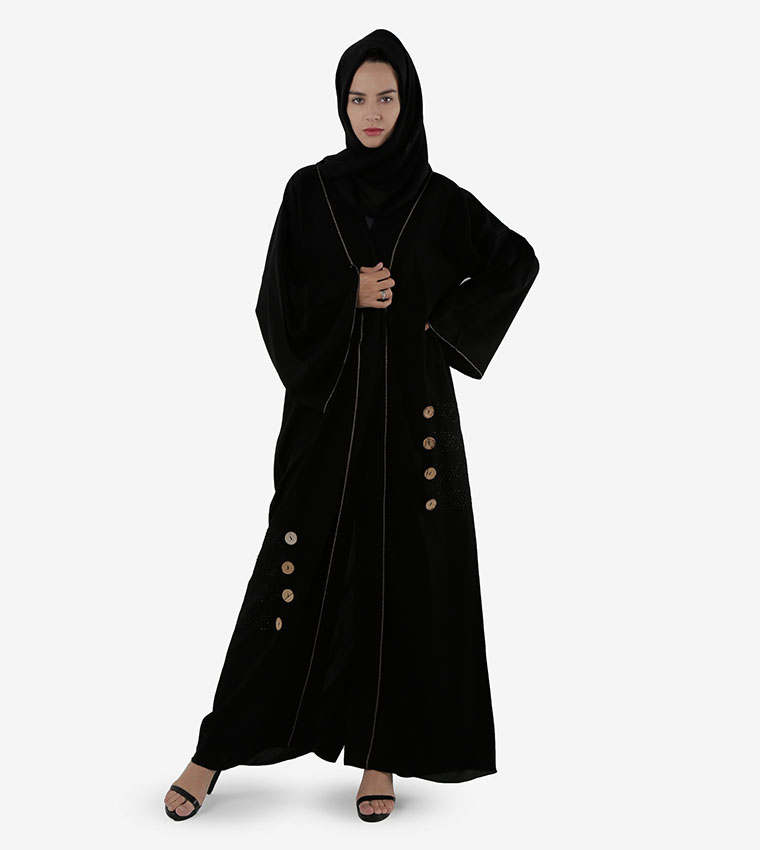 Button Detail Long Sleeves Abaya