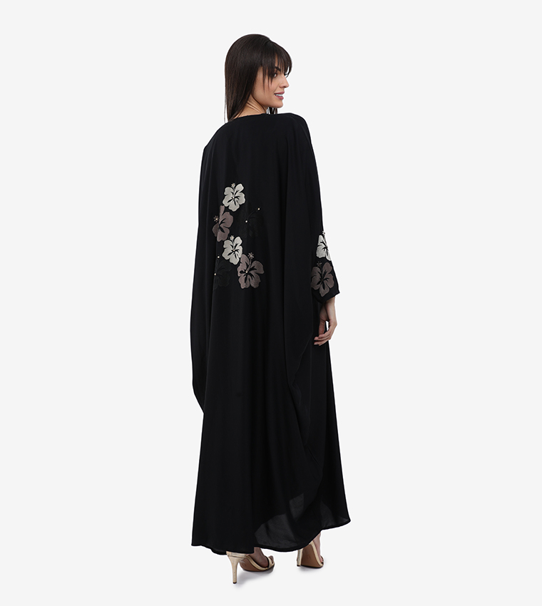 Floral Embellished Long Sleeve Abaya