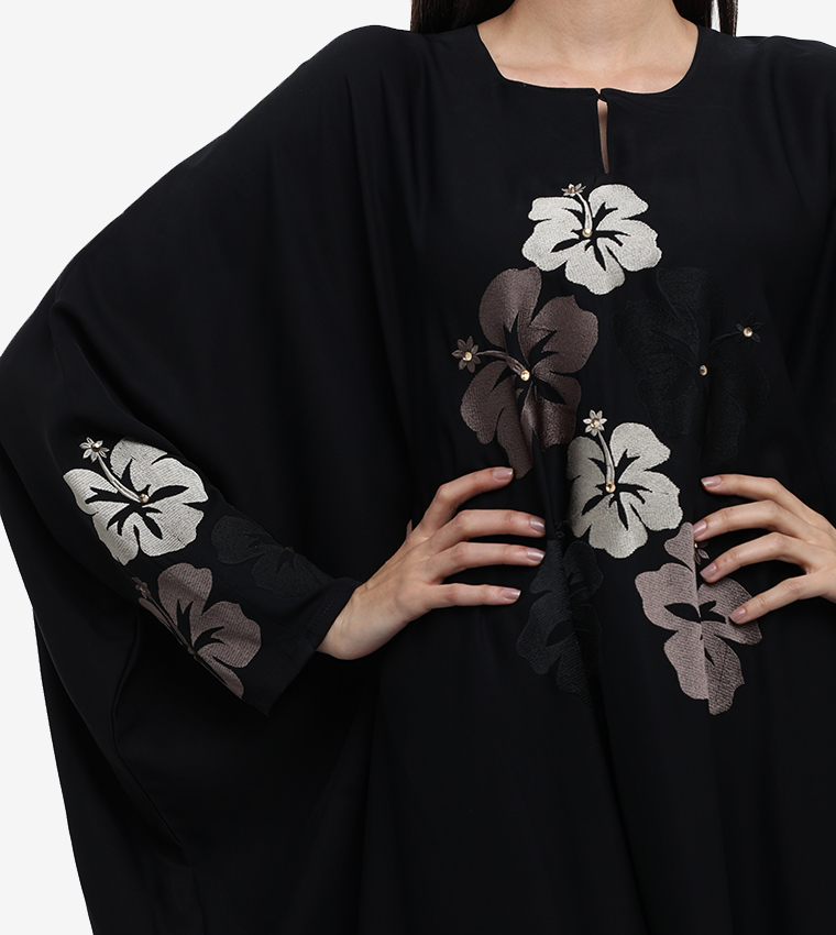 Floral Embellished Long Sleeve Abaya