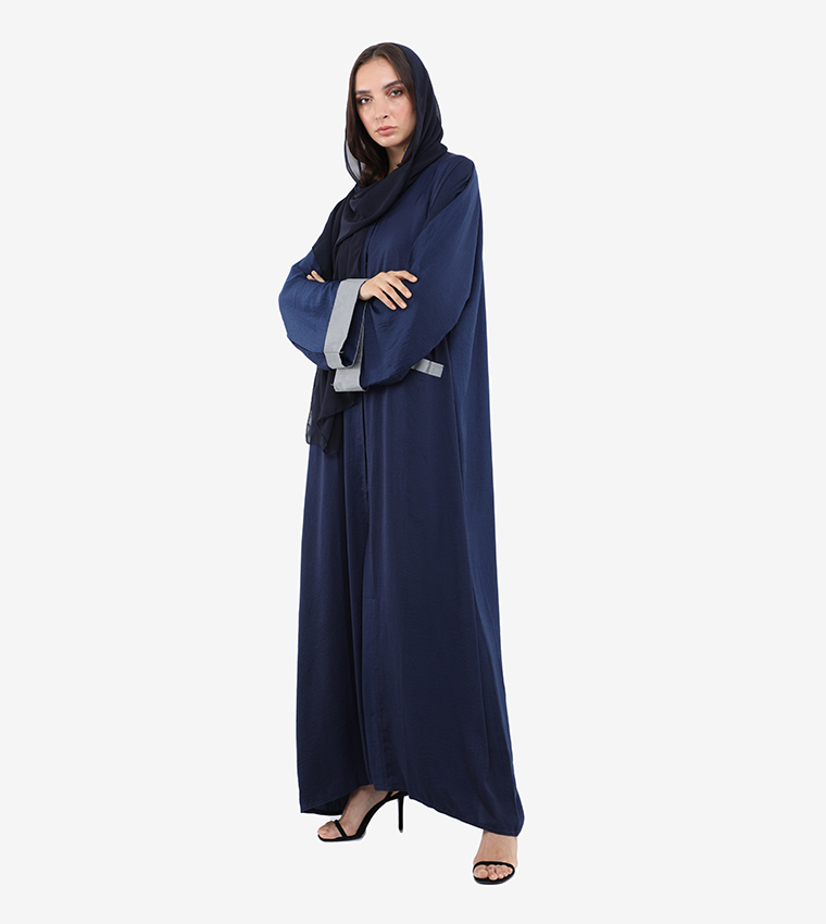 Color Block Pocket Detailed Abaya