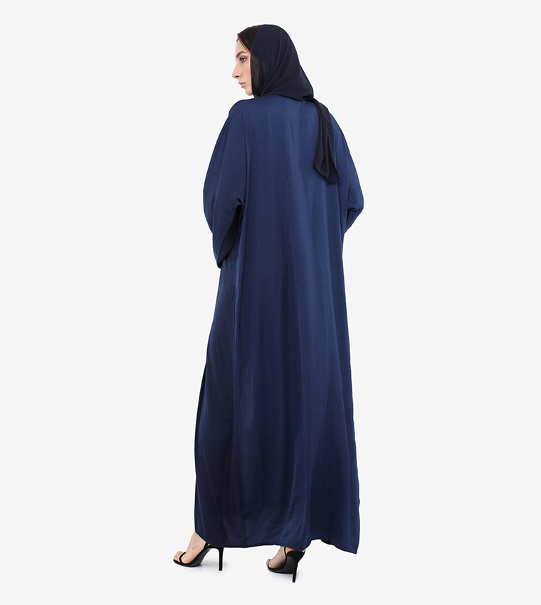 Color Block Pocket Detailed Abaya