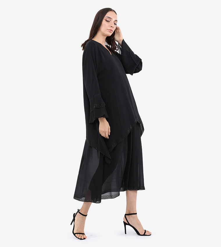 Abaya-Black/Stone Work