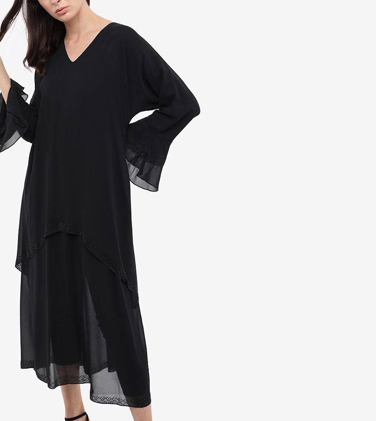 Abaya-Black/Stone Work