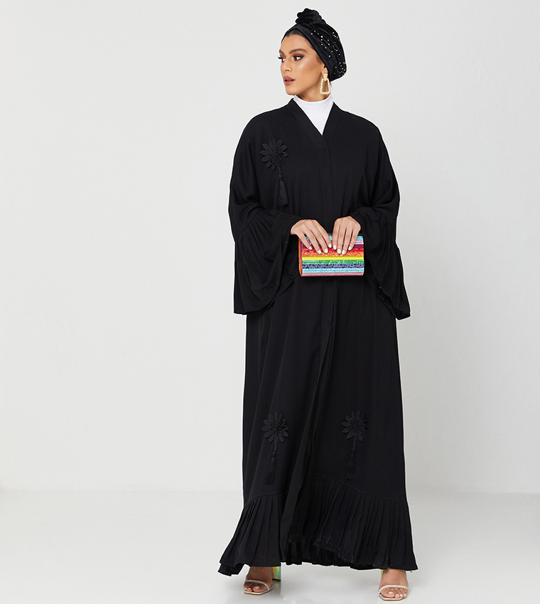 Abaya With Embroidery Work-Black