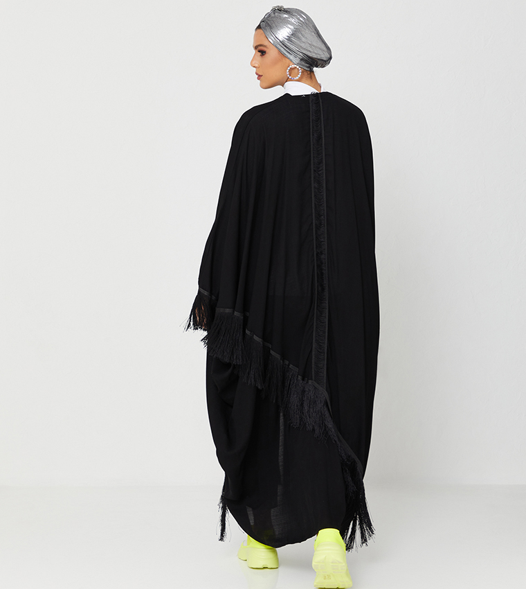 Abaya Design With Frills-Green