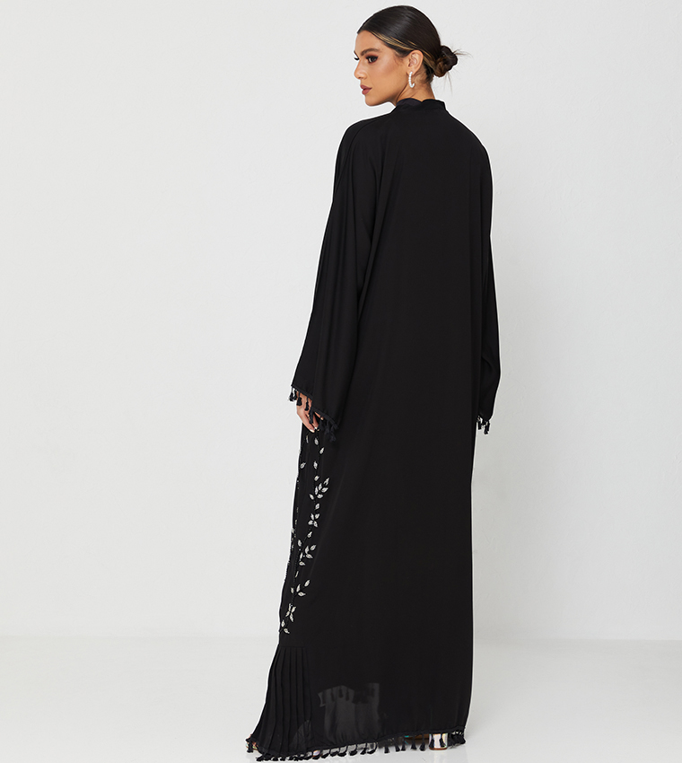 Abaya With Stone Hand Work Design-Black