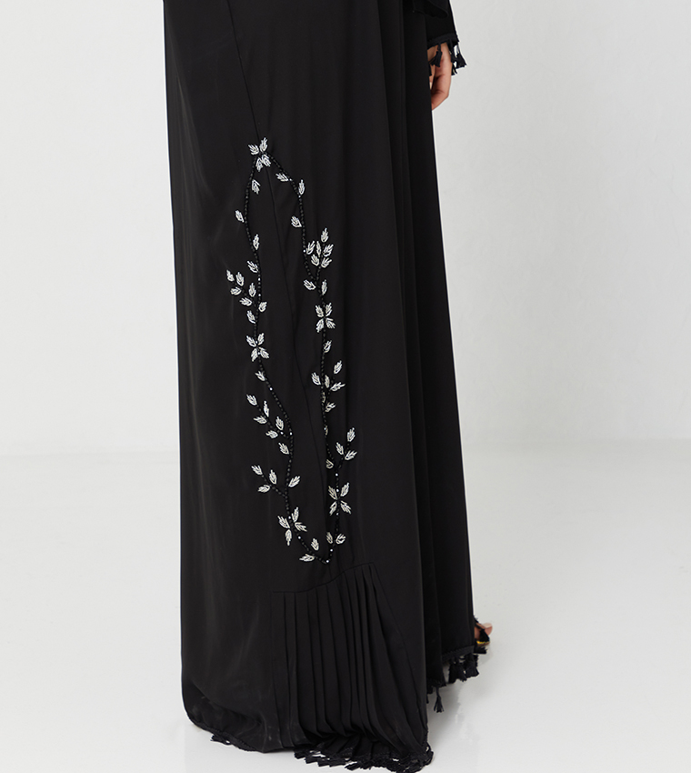Abaya With Stone Hand Work Design-Black