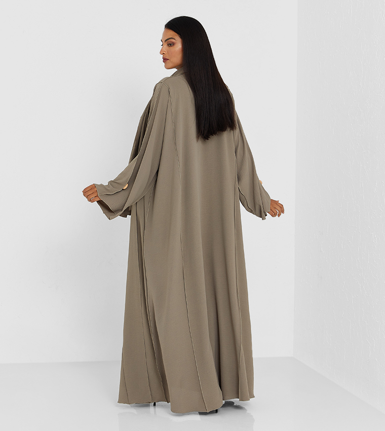Solid Long Sleeve Two Piece Abaya