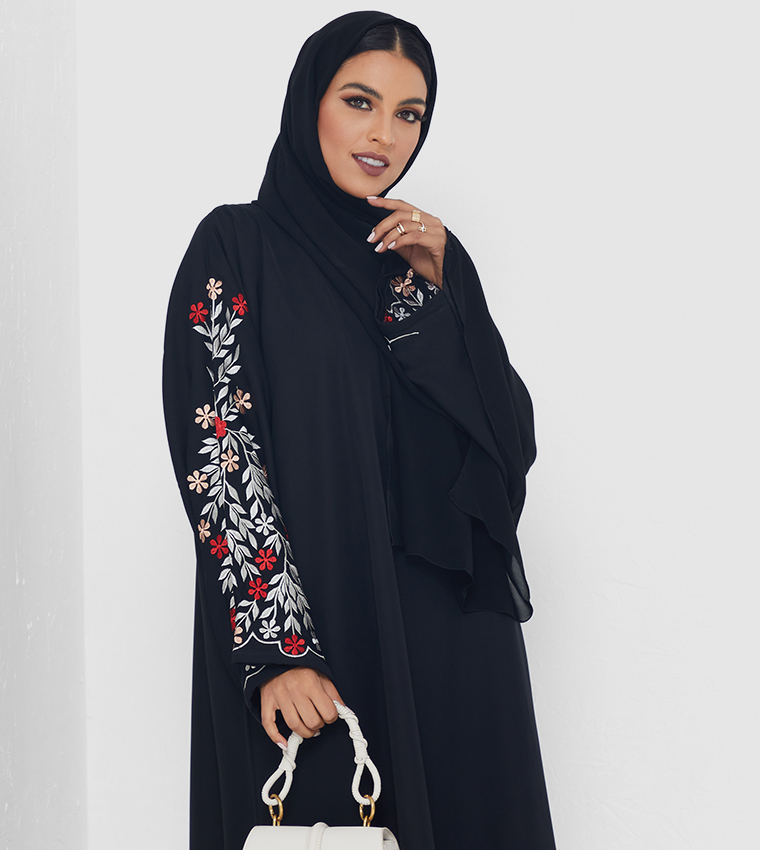 Print Detail Long Sleeves Abaya