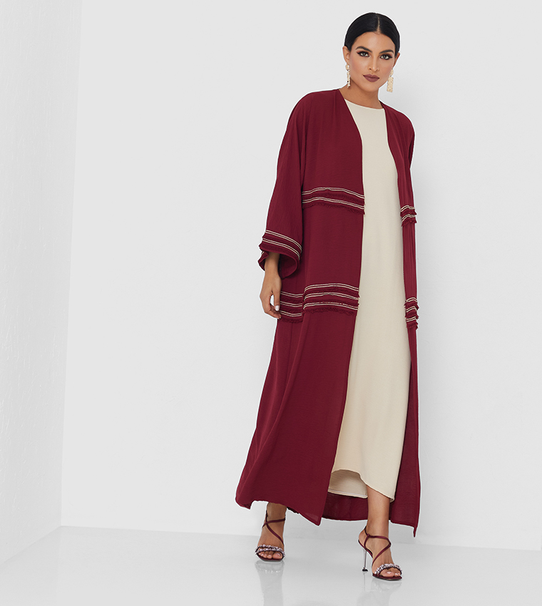 Frills Detailed Long Sleeve Abaya