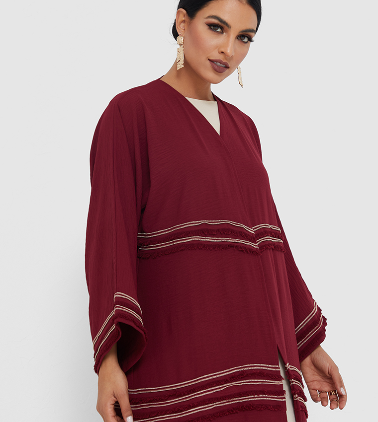 Frills Detailed Long Sleeve Abaya