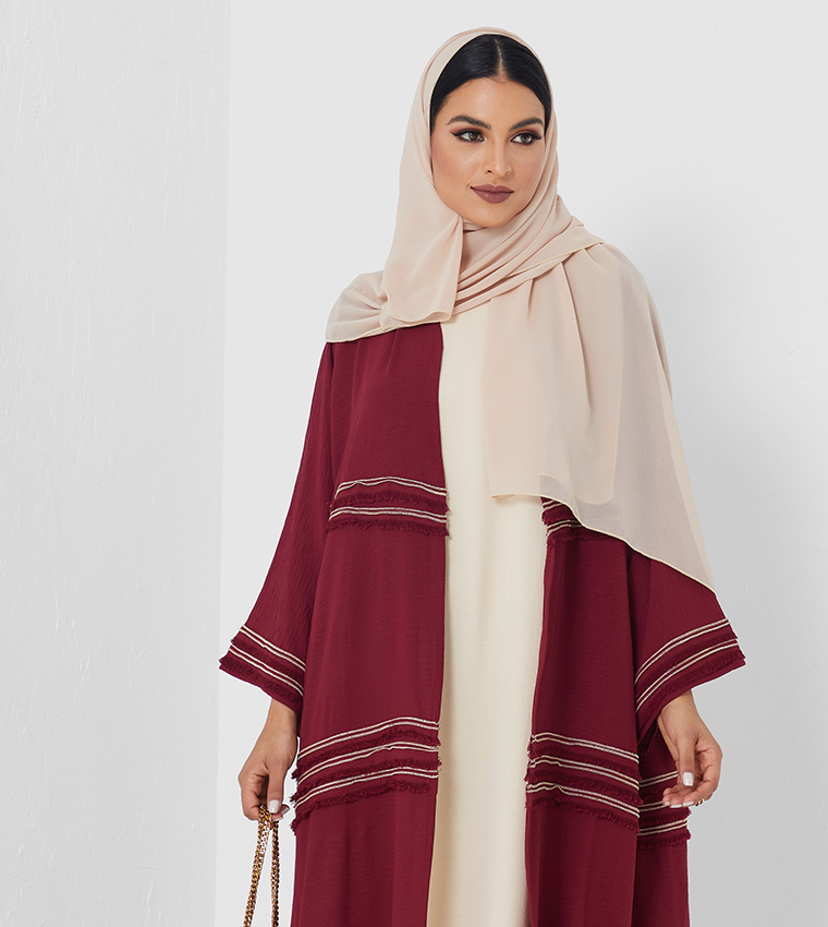 Frills Detailed Long Sleeve Abaya