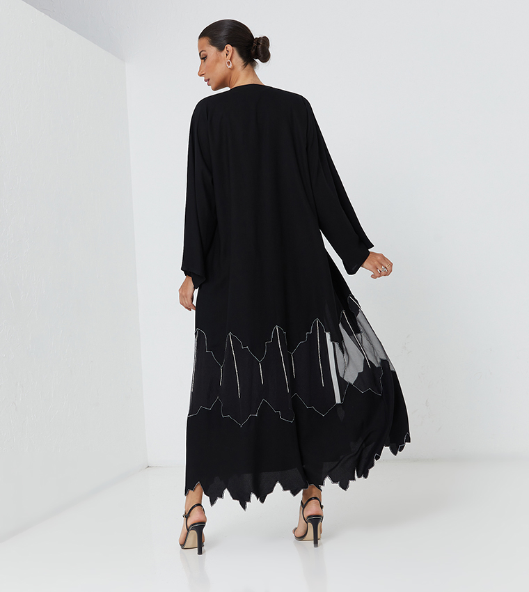 Embellished Asymmetric Bottom Long Sleeve Abaya