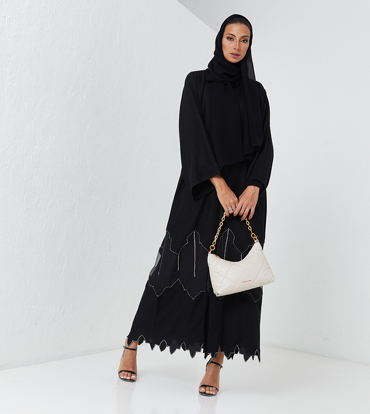 Embellished Asymmetric Bottom Long Sleeve Abaya