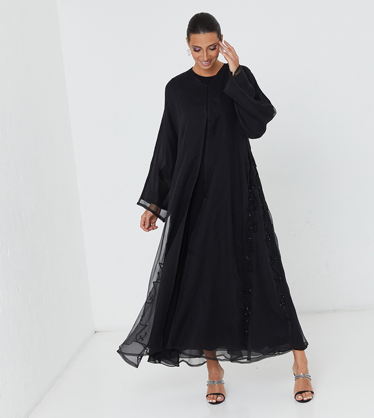 Black Stone Hand Work Chiffon