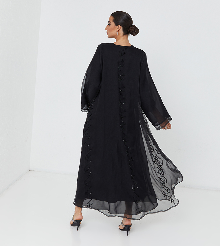 Black Stone Hand Work Chiffon