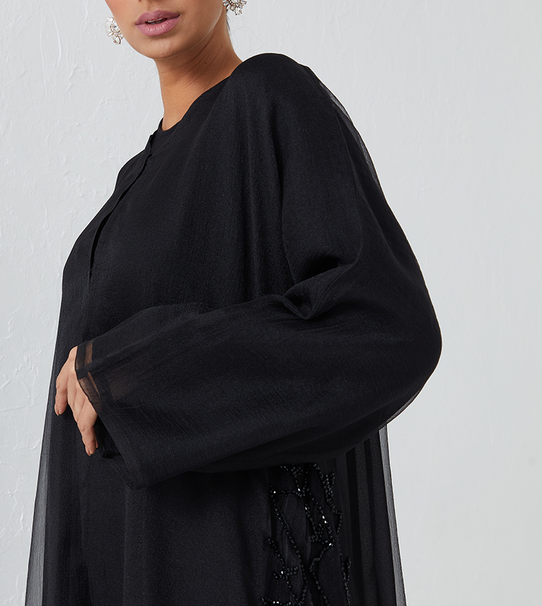 Black Stone Hand Work Chiffon