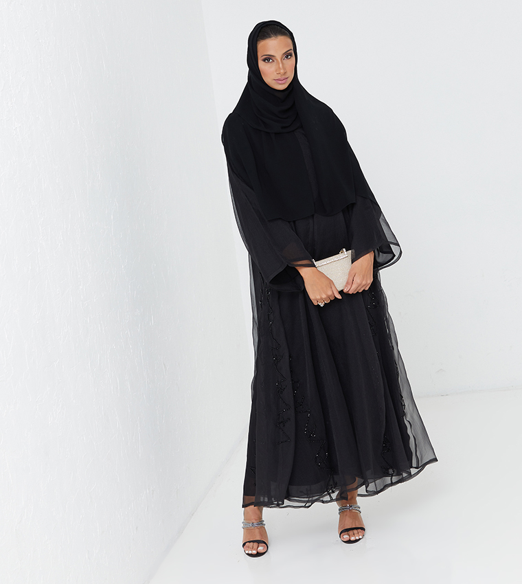 Black Stone Hand Work Chiffon