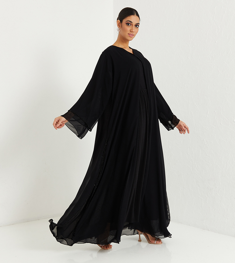 Black Stone Hand Work Two Layers Both Side And Sleeves