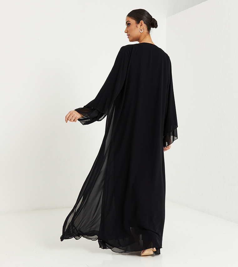 Black Stone Hand Work Two Layers Both Side And Sleeves