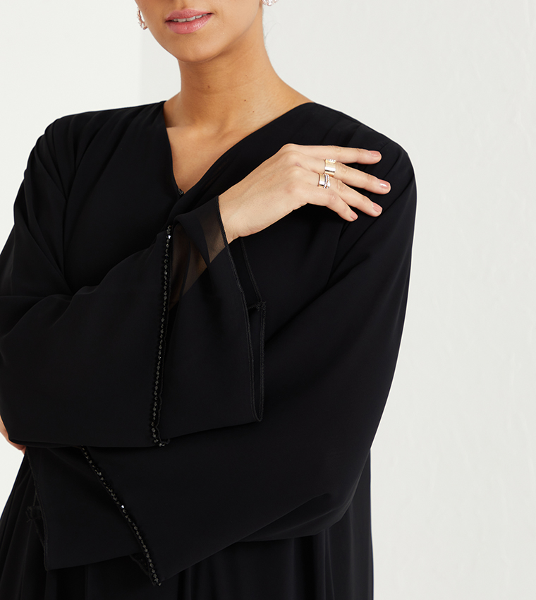 Black Stone Hand Work Two Layers Both Side And Sleeves