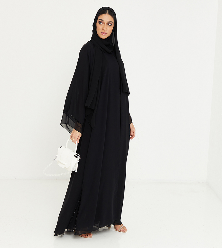 Black Stone Hand Work Two Layers Both Side And Sleeves