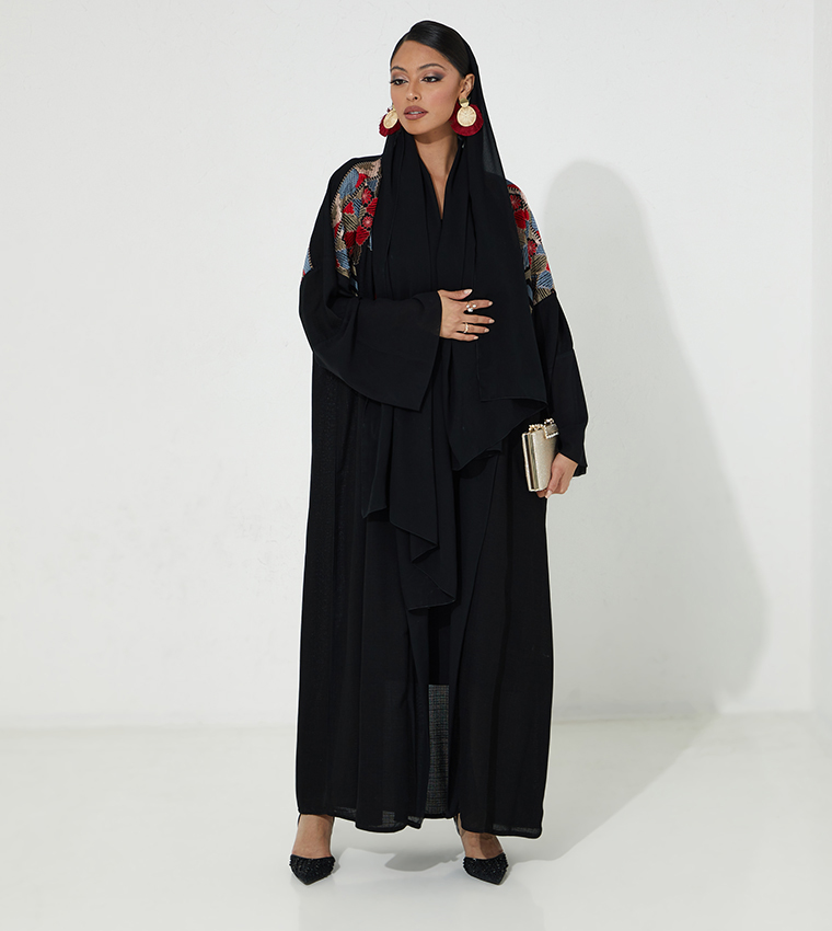 Embroidered Flare Sleeve Abaya
