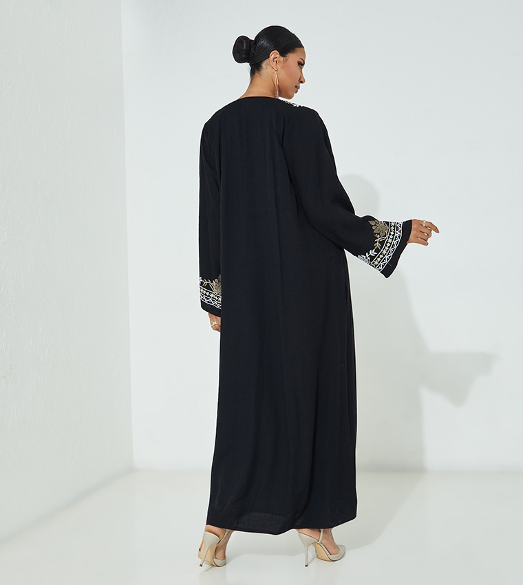 Embroidered Front Open Occasional Abaya
