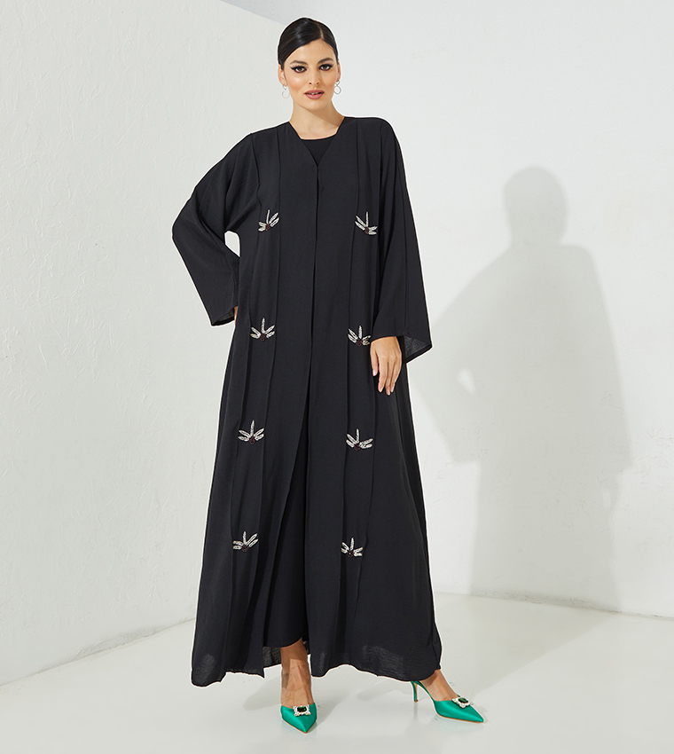 Hand Embroidered Flared Abaya