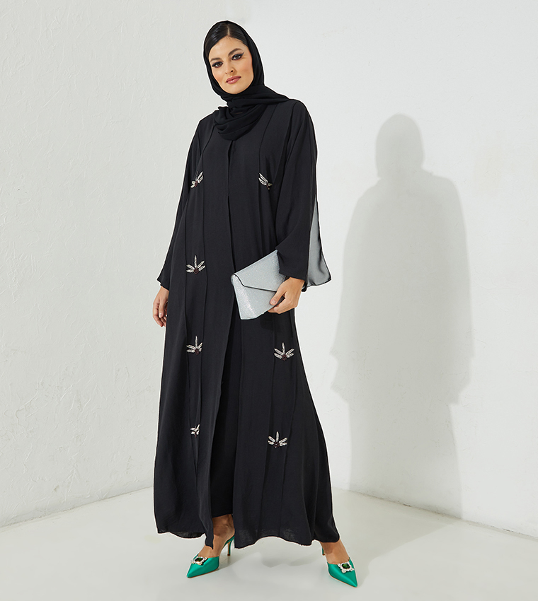Hand Embroidered Flared Abaya