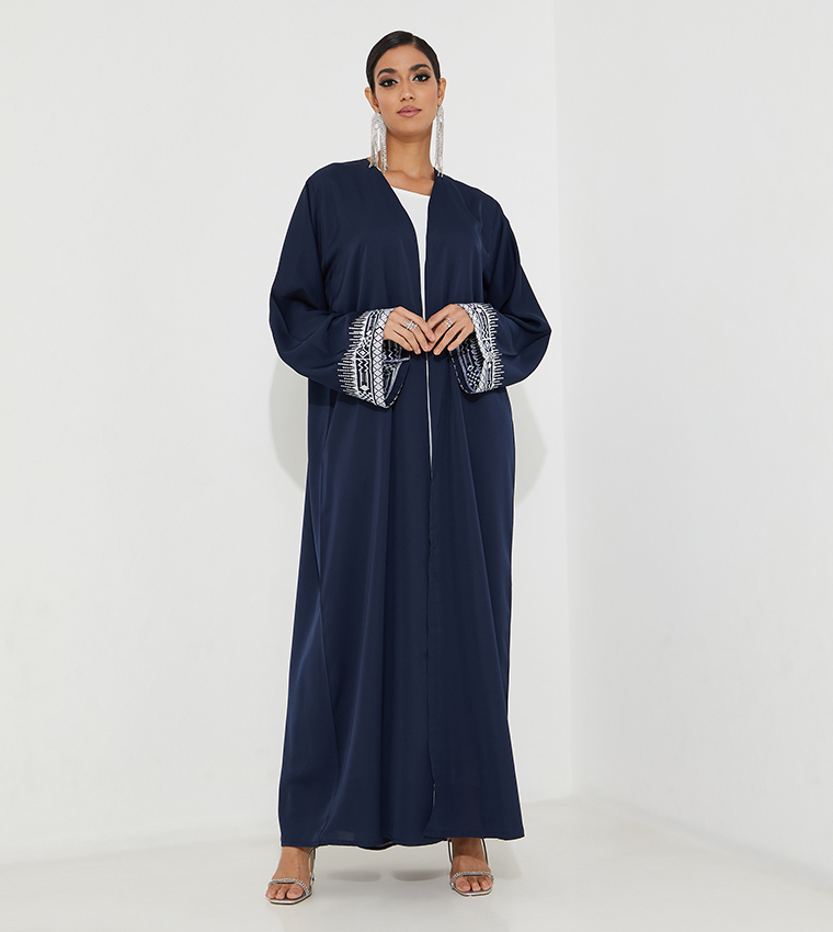 Embroidered Casual Abaya with Inner Dress