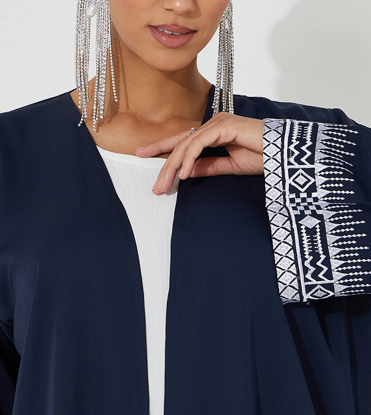 Embroidered Casual Abaya with Inner Dress