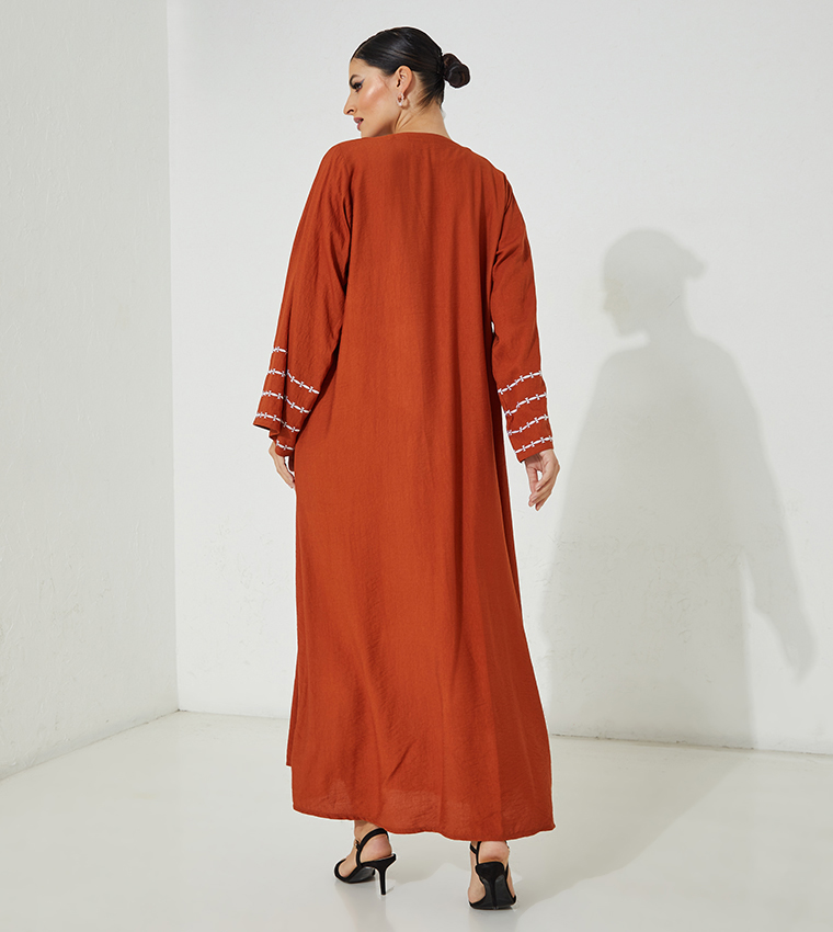 Embroidered Casual Abaya with Inner Dress
